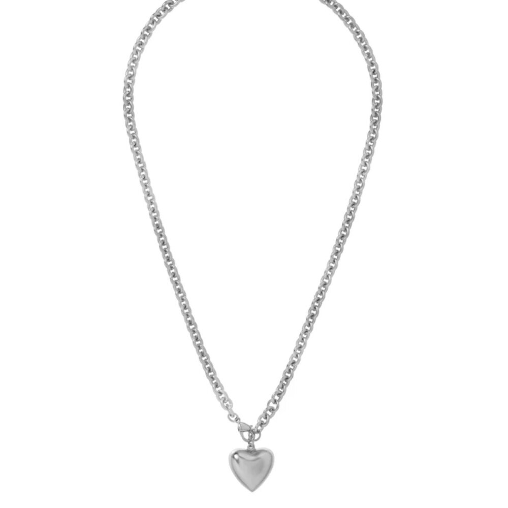 Roxanne Assoulin The Mini Puffy Heart Necklace in Silver - Picture 3 of 6